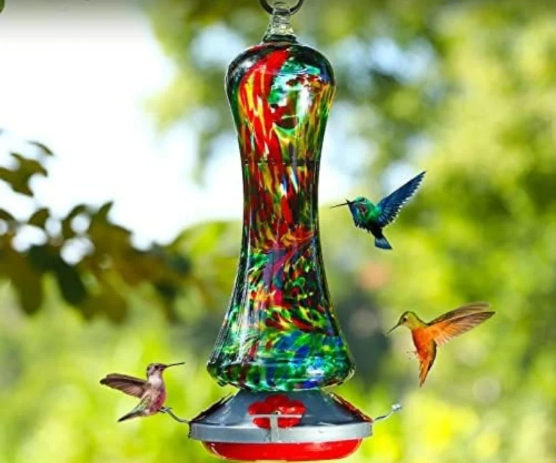 glass hummingbird feeder