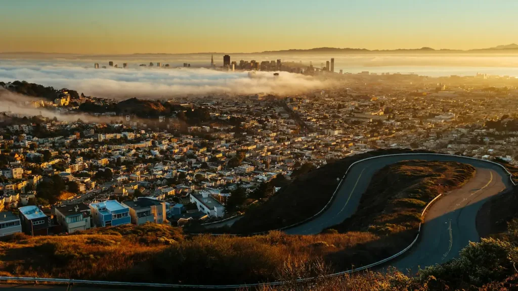 Sunrise over San Francisco Twin Peaks