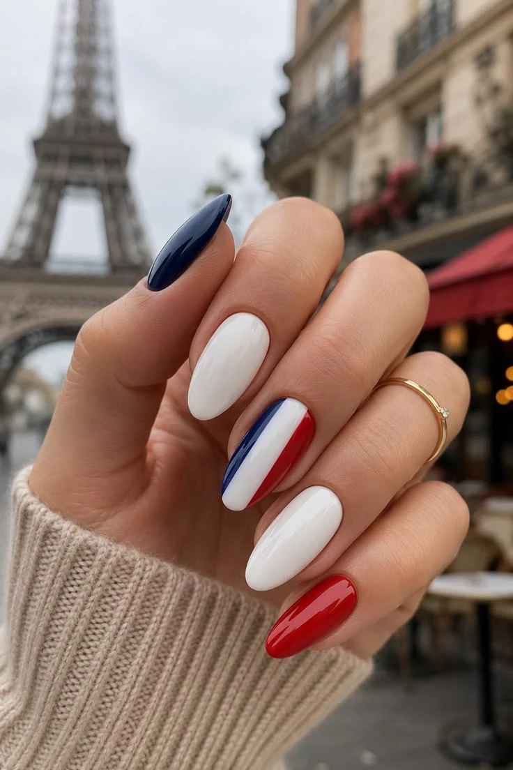 France Flag Nails for Paris