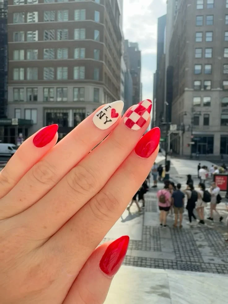 I Love NY Red Nails