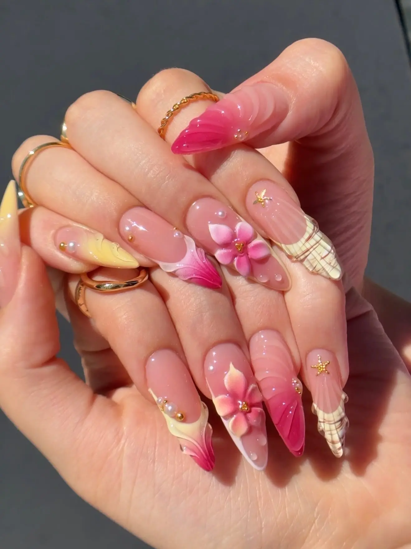 Pink Hawaiian Nails Pink Hawaiian Nails