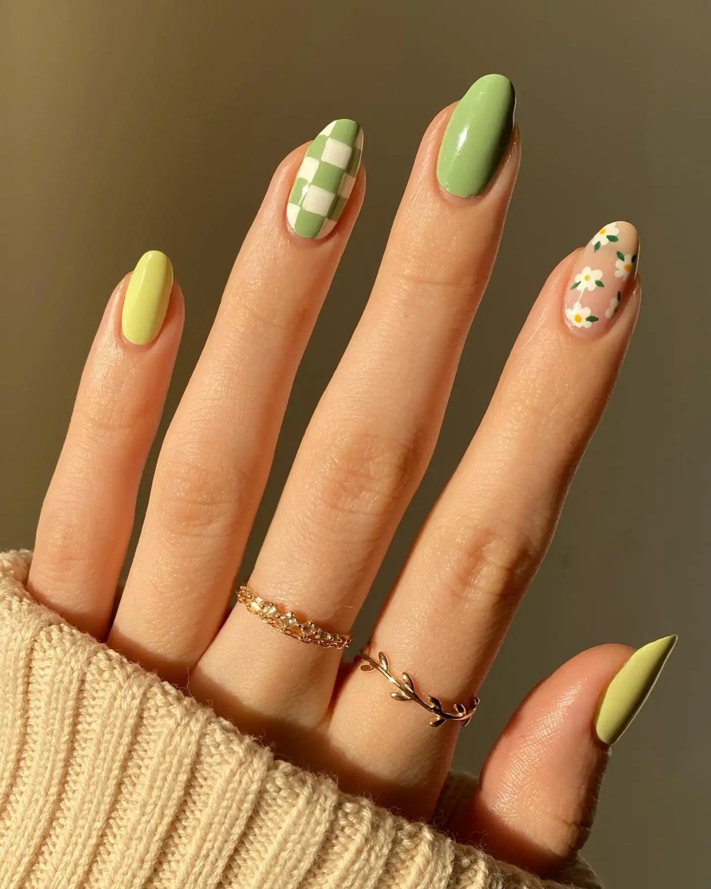 green dress match nails 6