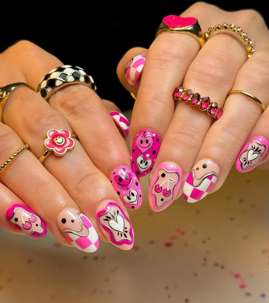 hot pink nail design 1