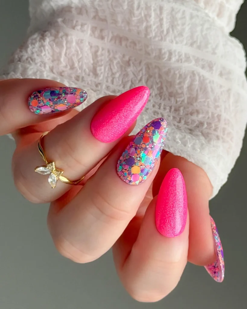 hot pink nail design 2