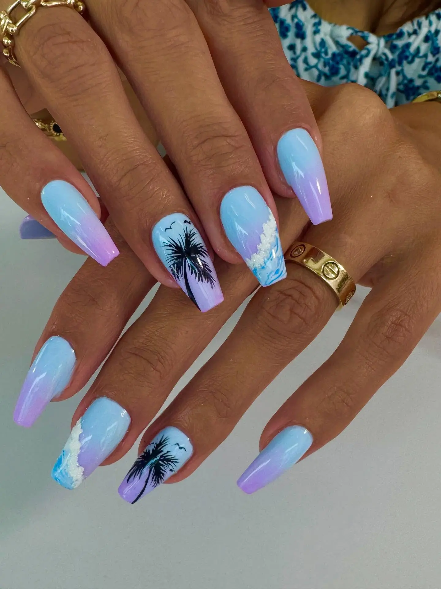 blue nail design for beach 1