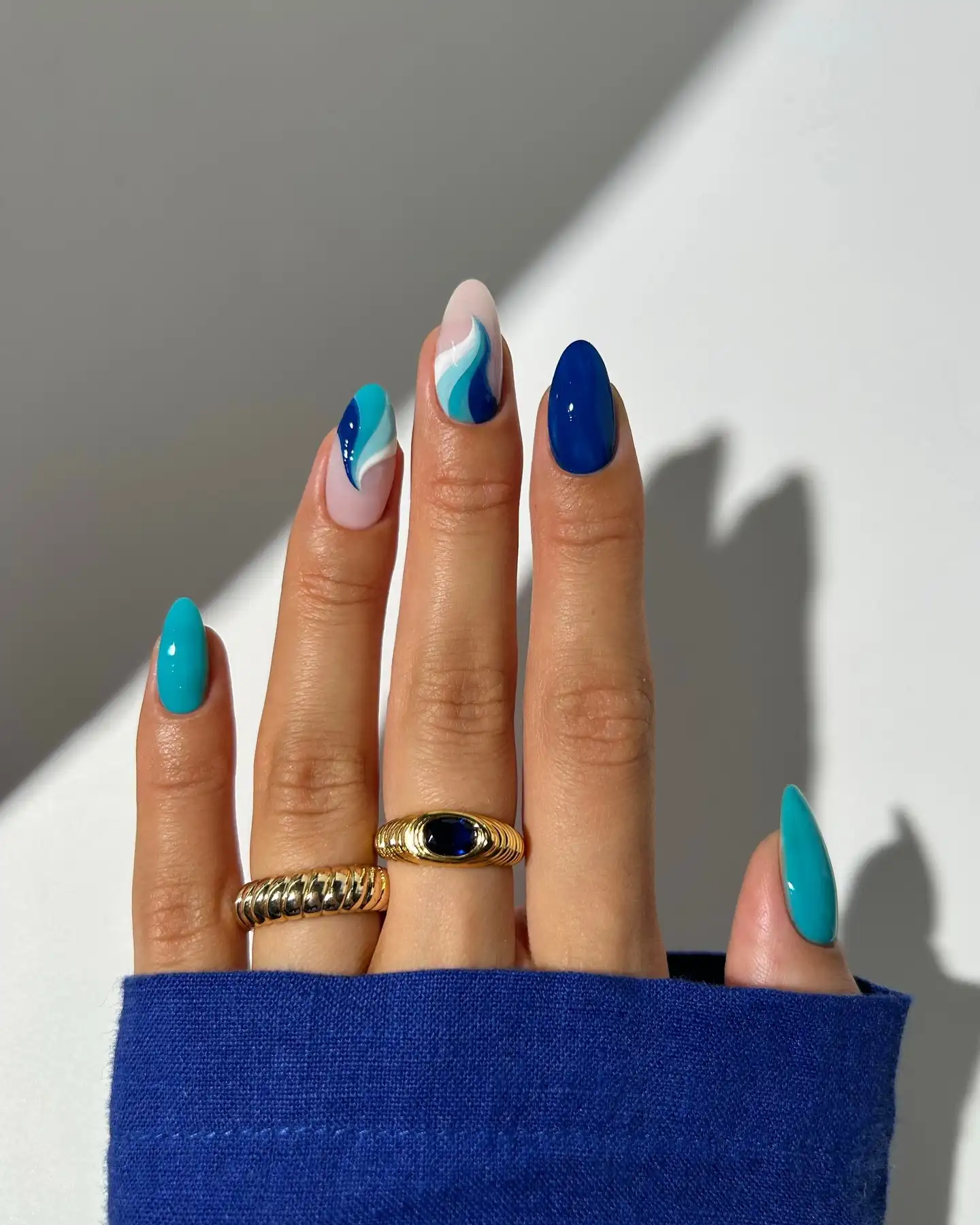 blue nail design for beach 11