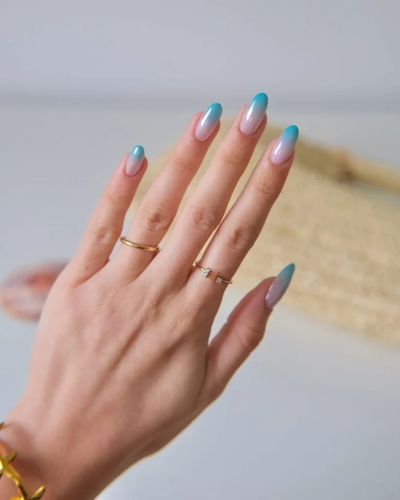 blue nail design for beach 12