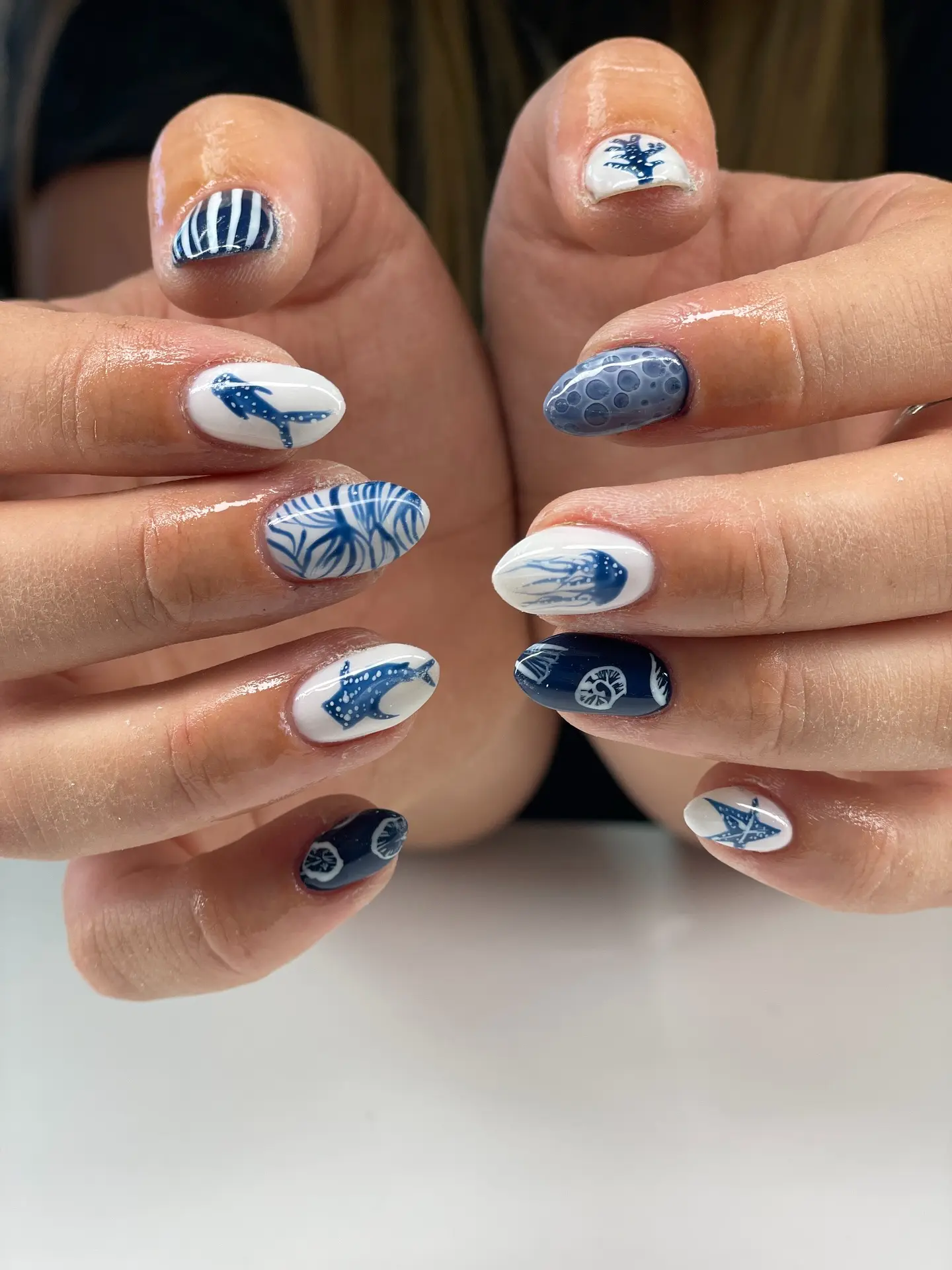 blue nail design for beach 4