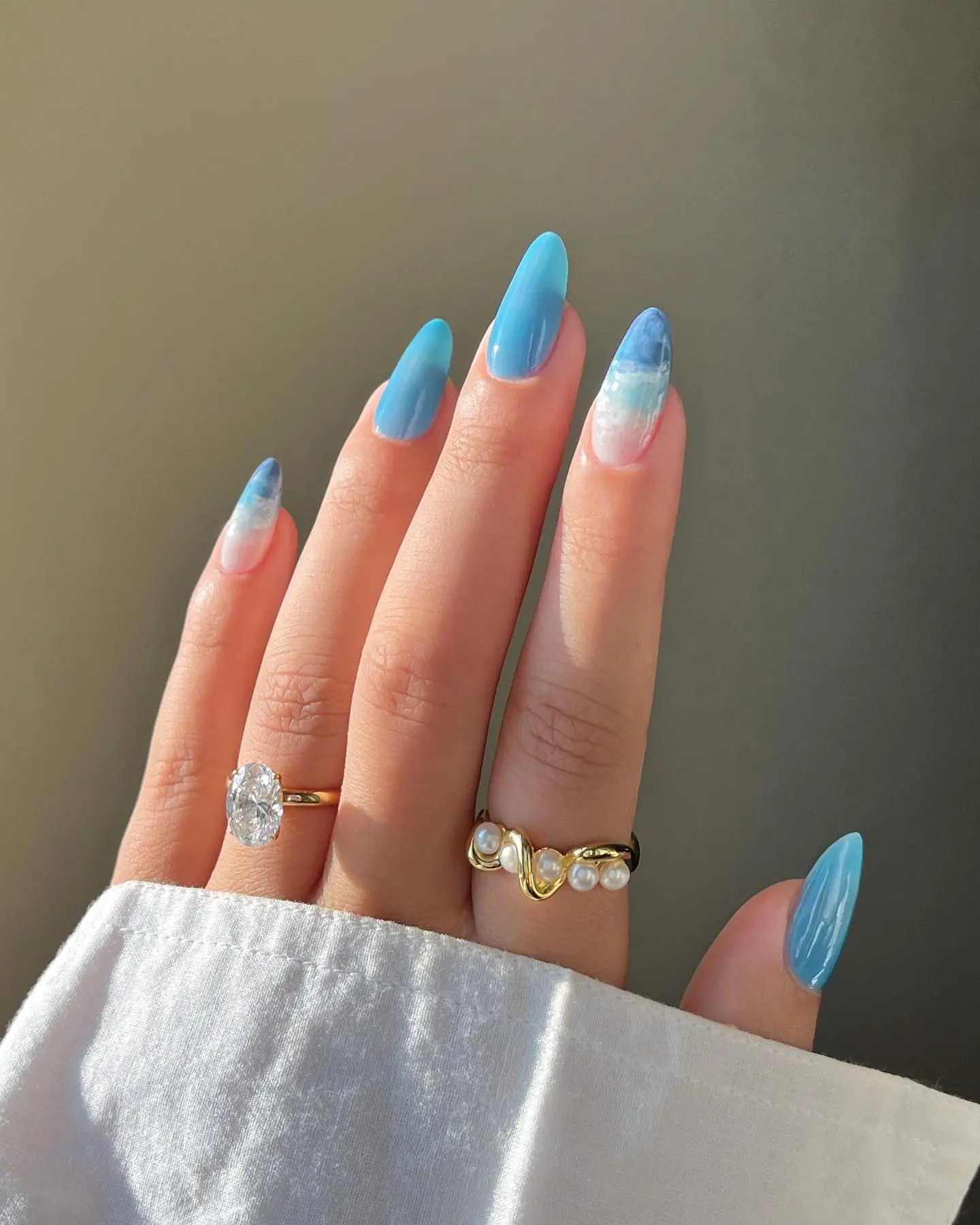 blue nail design for beach 6