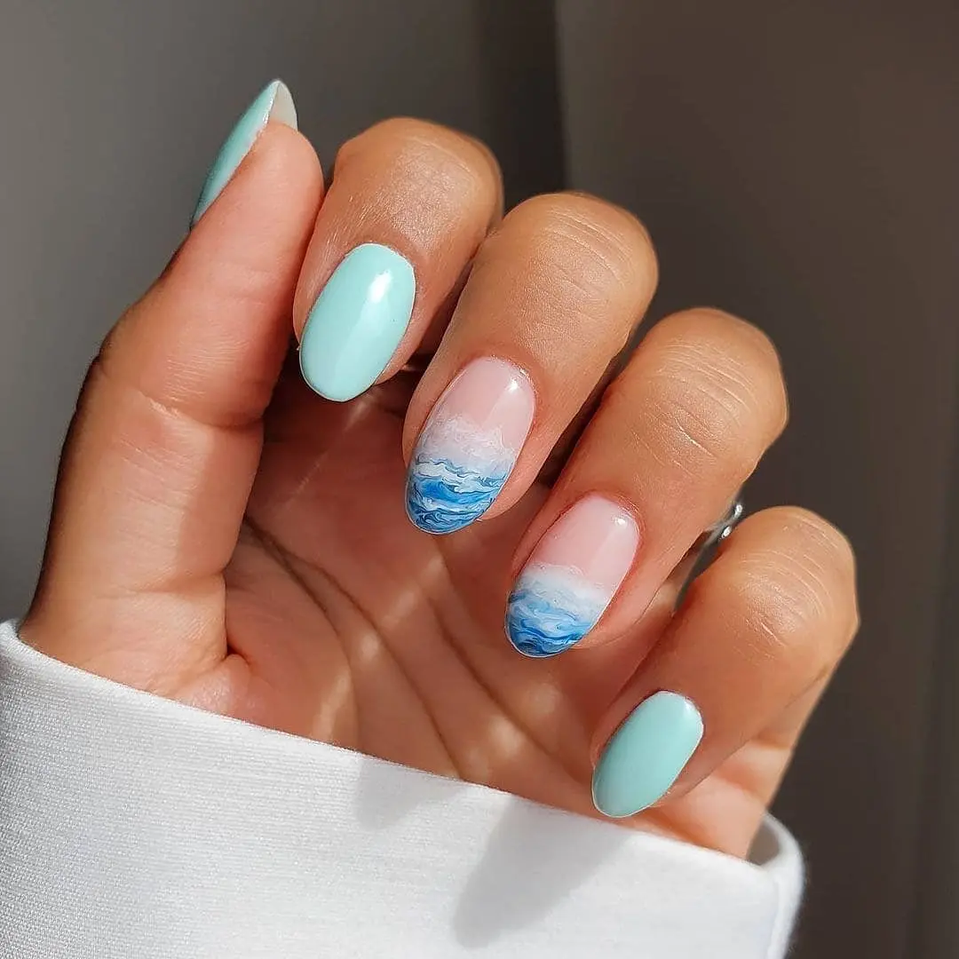 blue nail design for beach 8