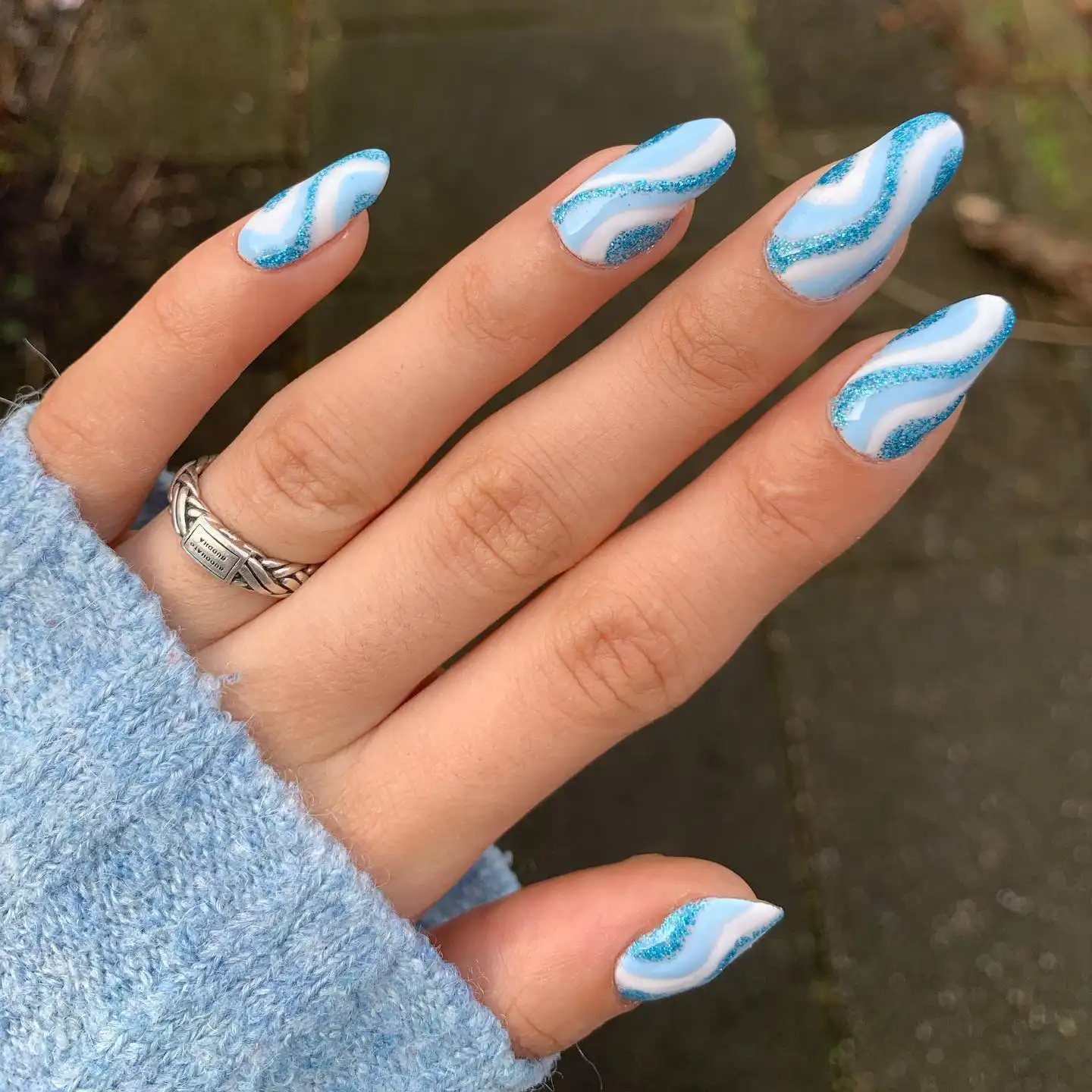 blue nail design for beach 9