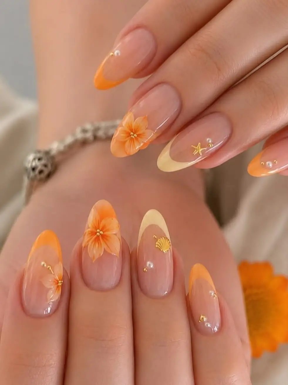 nails to match orange dress 12