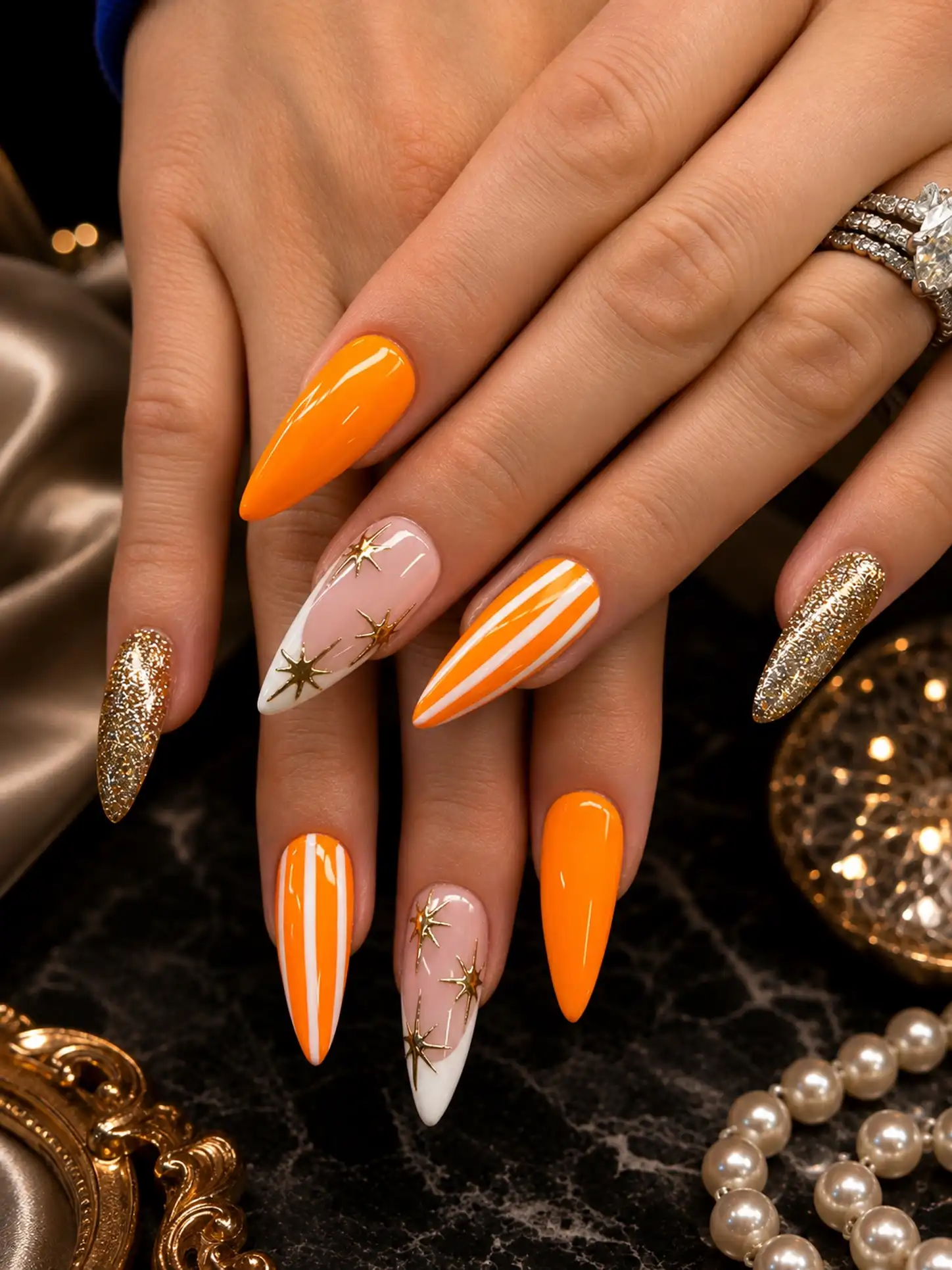 nails to match orange dress 14