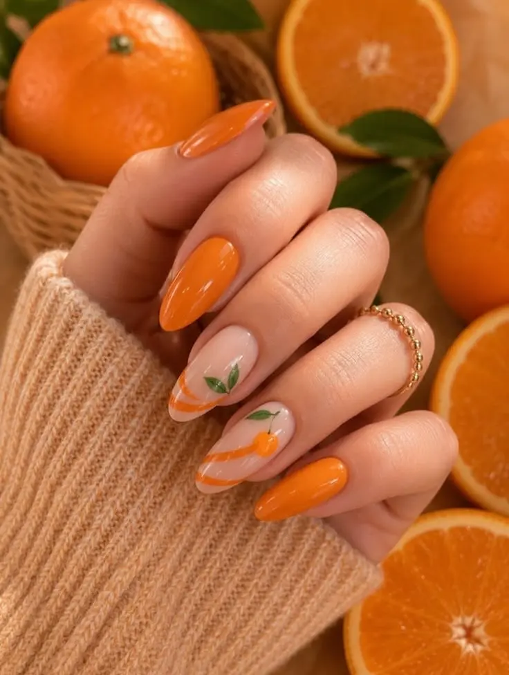 nails to match orange dress 16