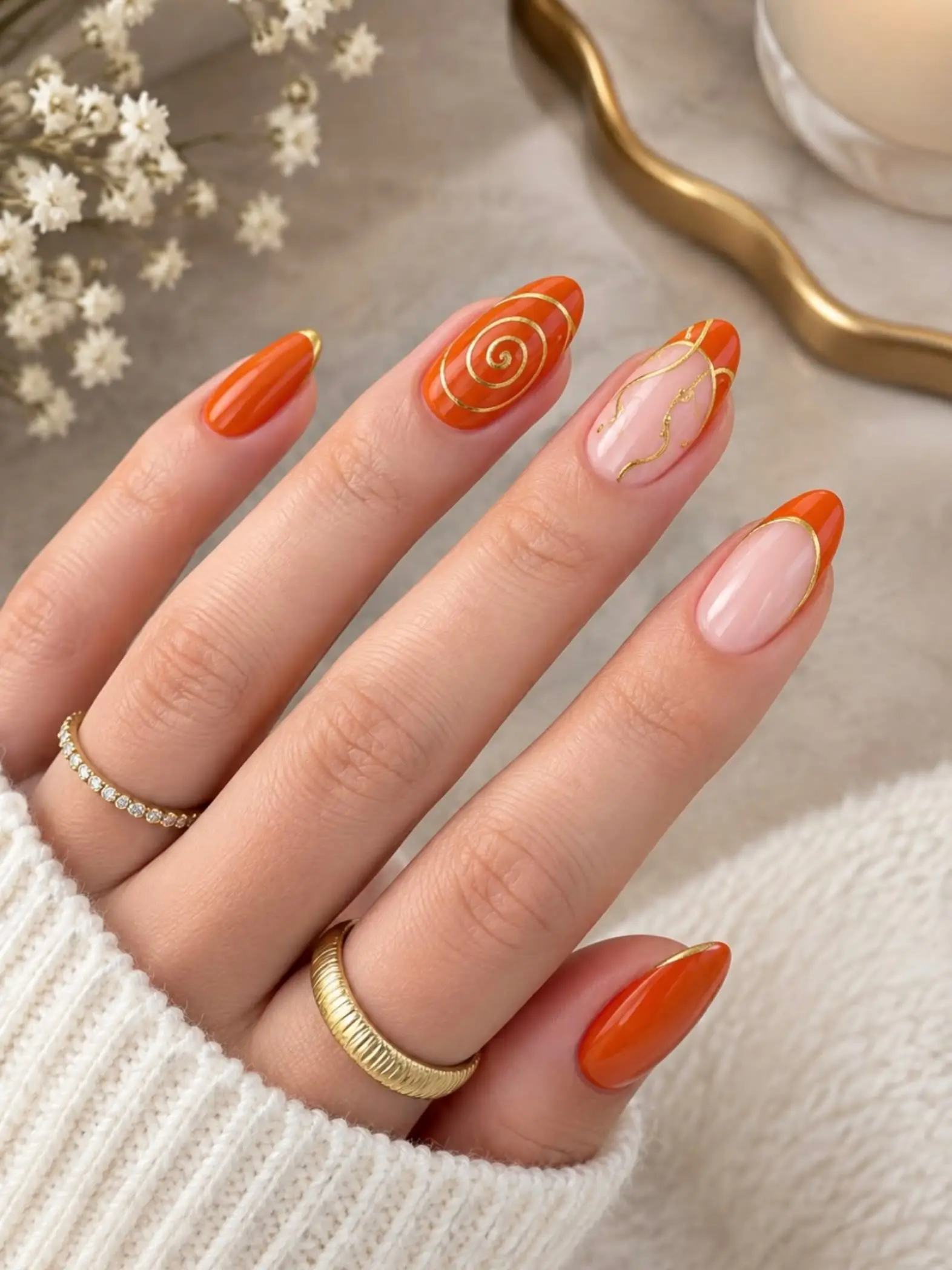 nails to match orange dress 17